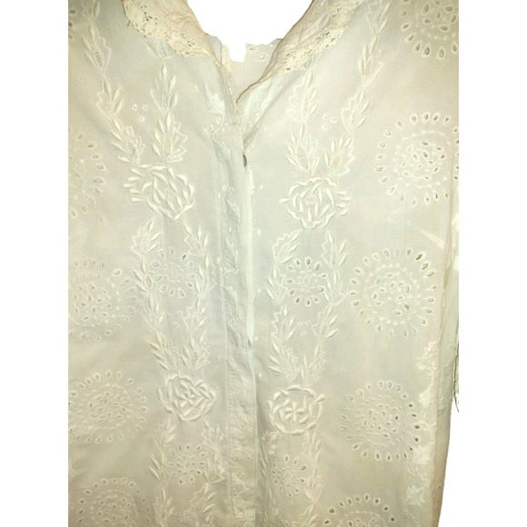 White Embroidered Blouse Vintage Inspired Sz 2 Romantic Cottagecore Fairycore - Picture 3 of 6